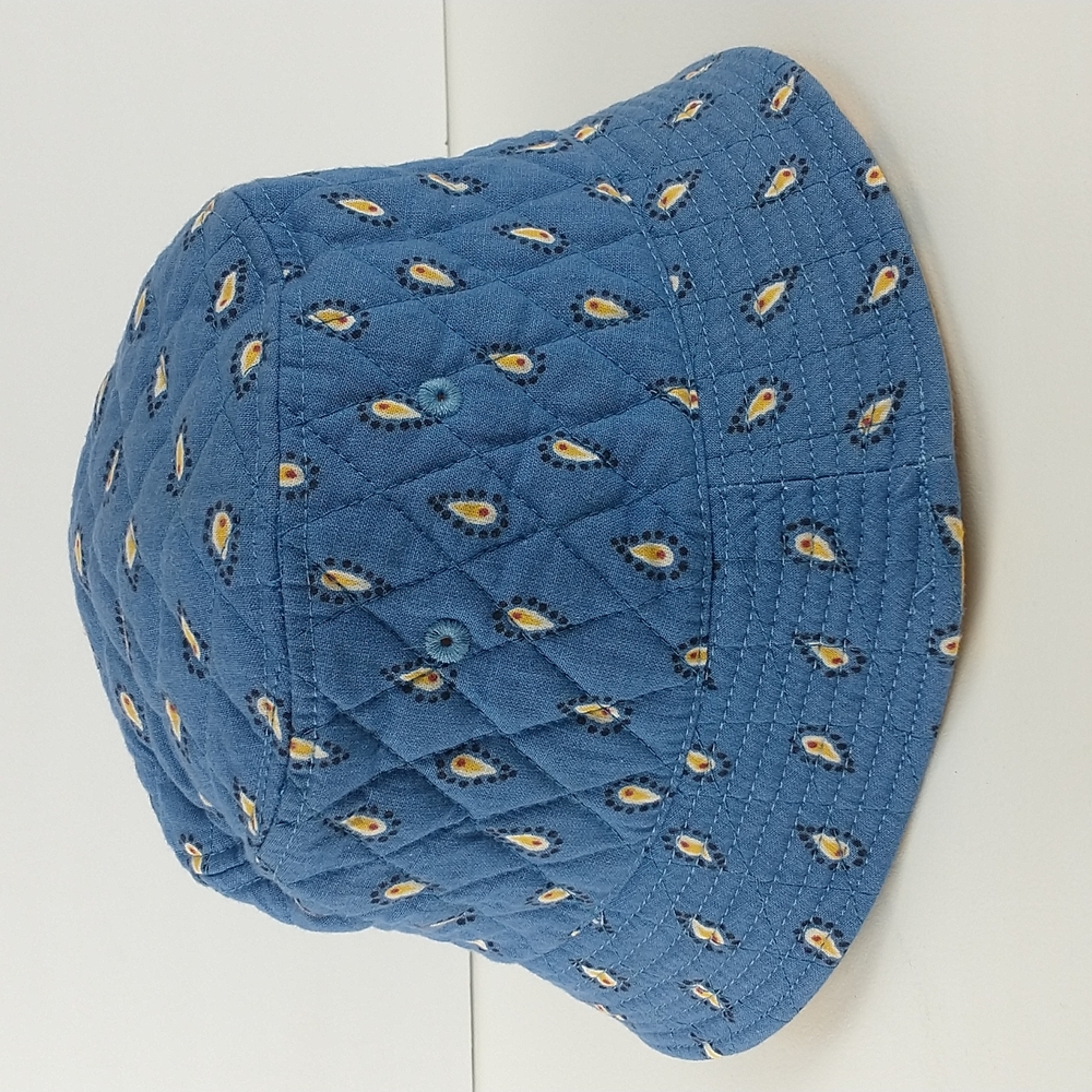 Vintage Vera Bradley blue quilted paisley bucket hat 100% cotton